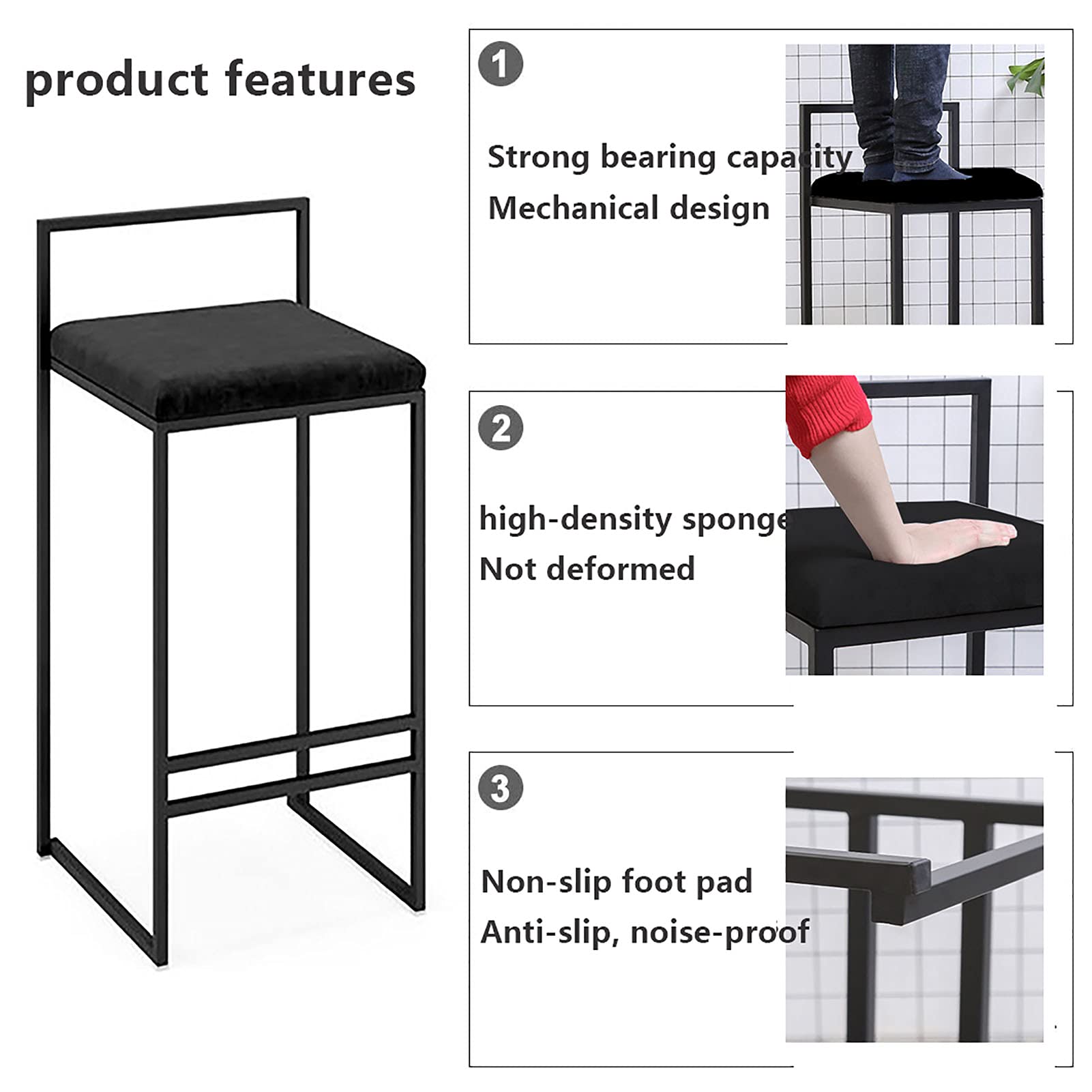 ブラック バースツール 2脚セット 高さ調整機能付きカウンターチェア Amazon｜65cmカウンタースツール2脚セット、25.5インチ