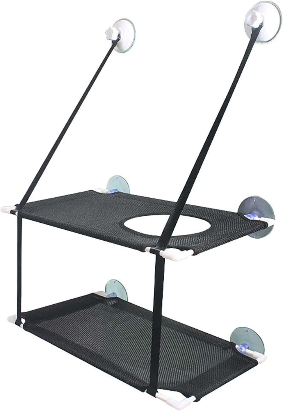 Pet Hammock Double Layers Cat Hammock Window Bed Cat Hammock Cat Hanging Mount Comfortable Seat Shelf Pet Resting Detachable Bearing 10kg Pet Hammock Bed (Double Layers Black 51x31cm)