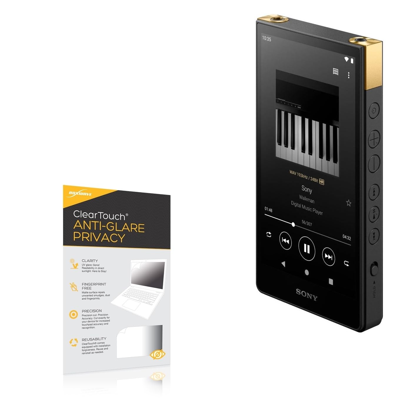 BoxWave Screen Protector Compatible with Sony Walkman (NW-ZX707) - ClearTouch Anti-Glare Privacy (2-Pack), Privacy Screen Protector Flexible Film Anti-Glare