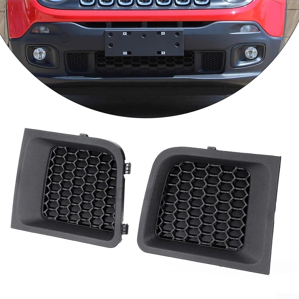 Griglia paraurti, Coppia Sinistra Destra Anteriore Inferiore per lunetta Copertura per Jeep per renegade Griglia Paraurti Laterale Inserto Bordo Cromato Trim Ricambio Esterno