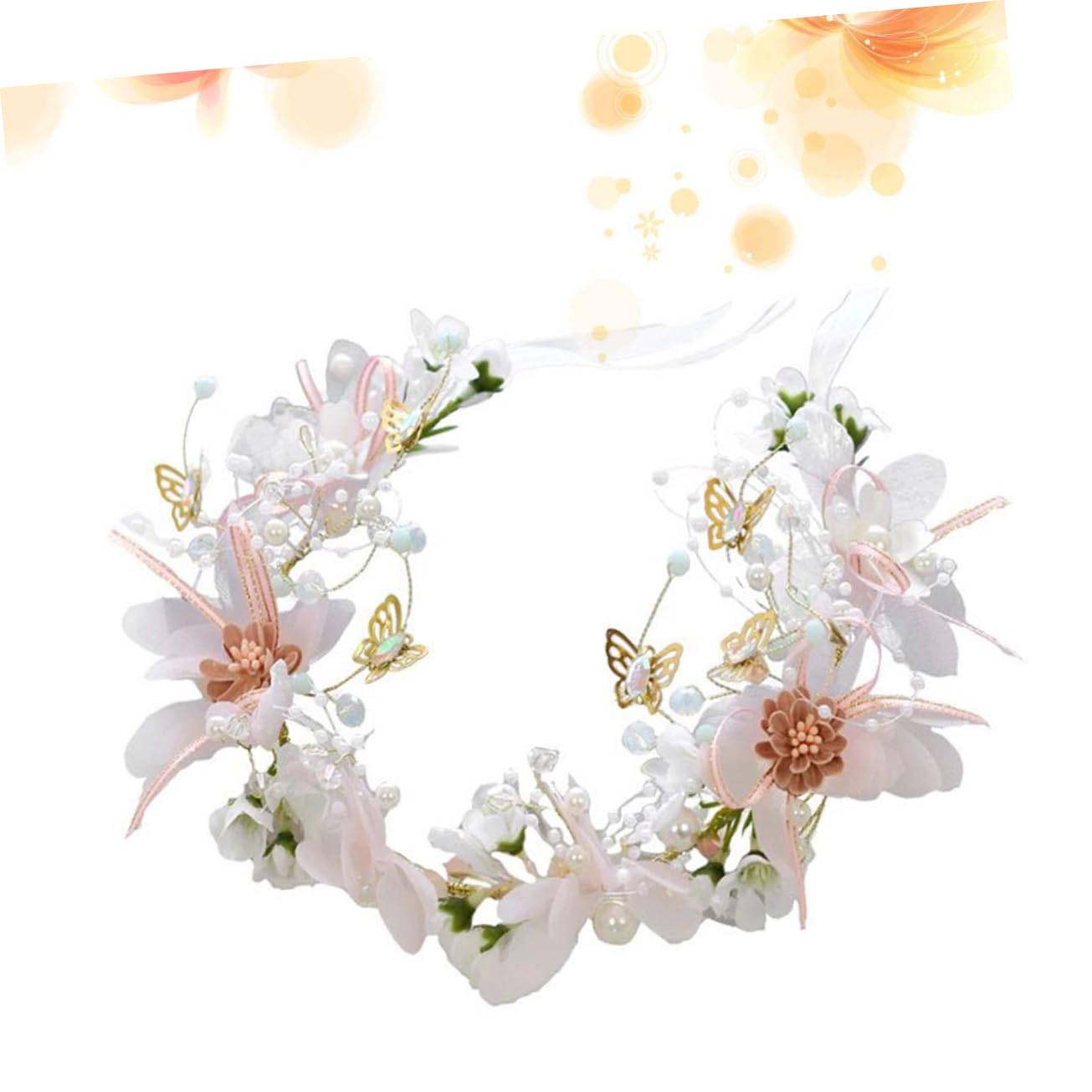 DOITOOL 3stücke Blumenkranz Haarschmuck Mit Perlen Und Schleife Elegant Und Leicht Für Hochzeiten Partys Und Besondere Anlässe Blumenschmuck Für Bräute Und Feiern
