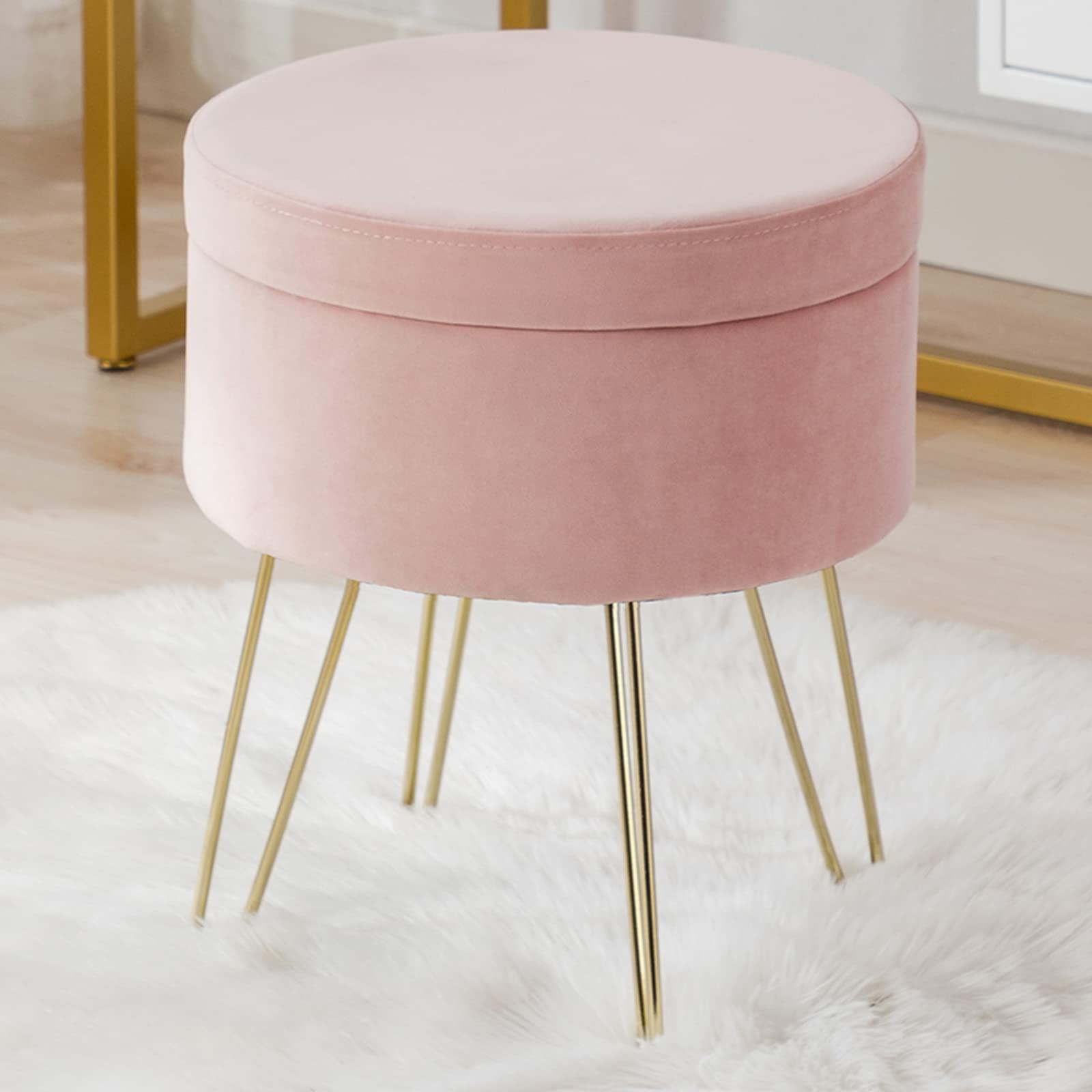 Buy Duhome Velvet Storage Ottoman, Vanity Stool with Removable Cover