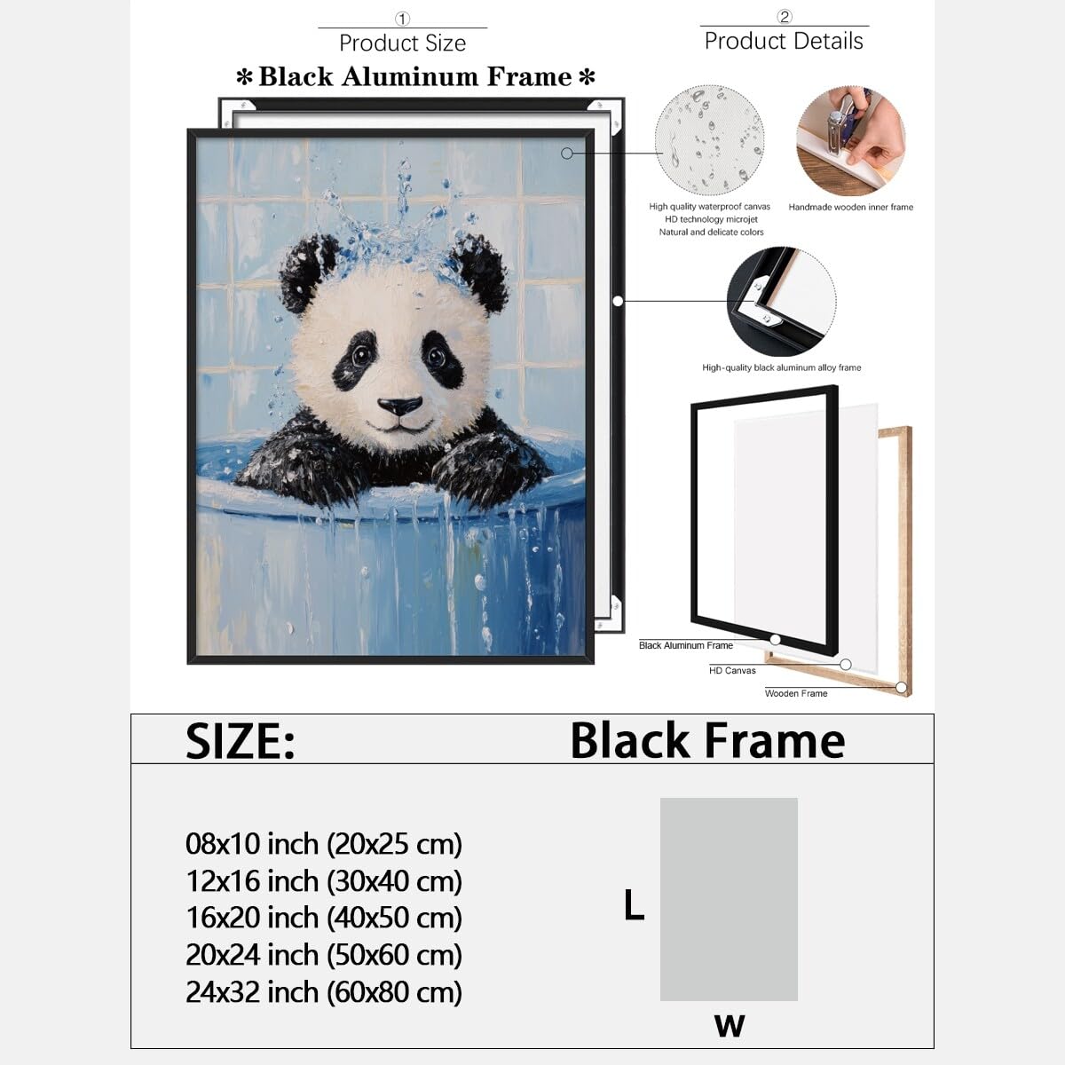 Amazon.com: Cute Bear Wall Art Playing with Water in Blue Bathtub Bathroom  Wall Decor Modern Home Decor for Kids Room Bedroom Bathroom Artwork  Universal Canvas Poster Design 24x36inch black framed: Posters &