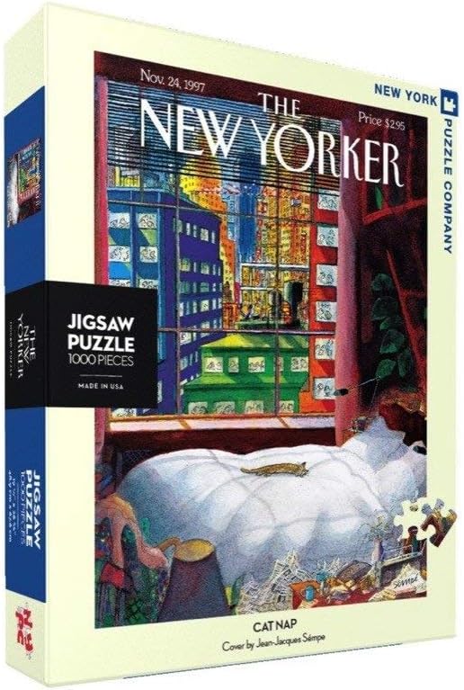 New York Puzzle Company - New Yorker Cat Nap - 1000 Piece Jigsaw Puzzle for Family Game Nights by Jean-Jacques Semp