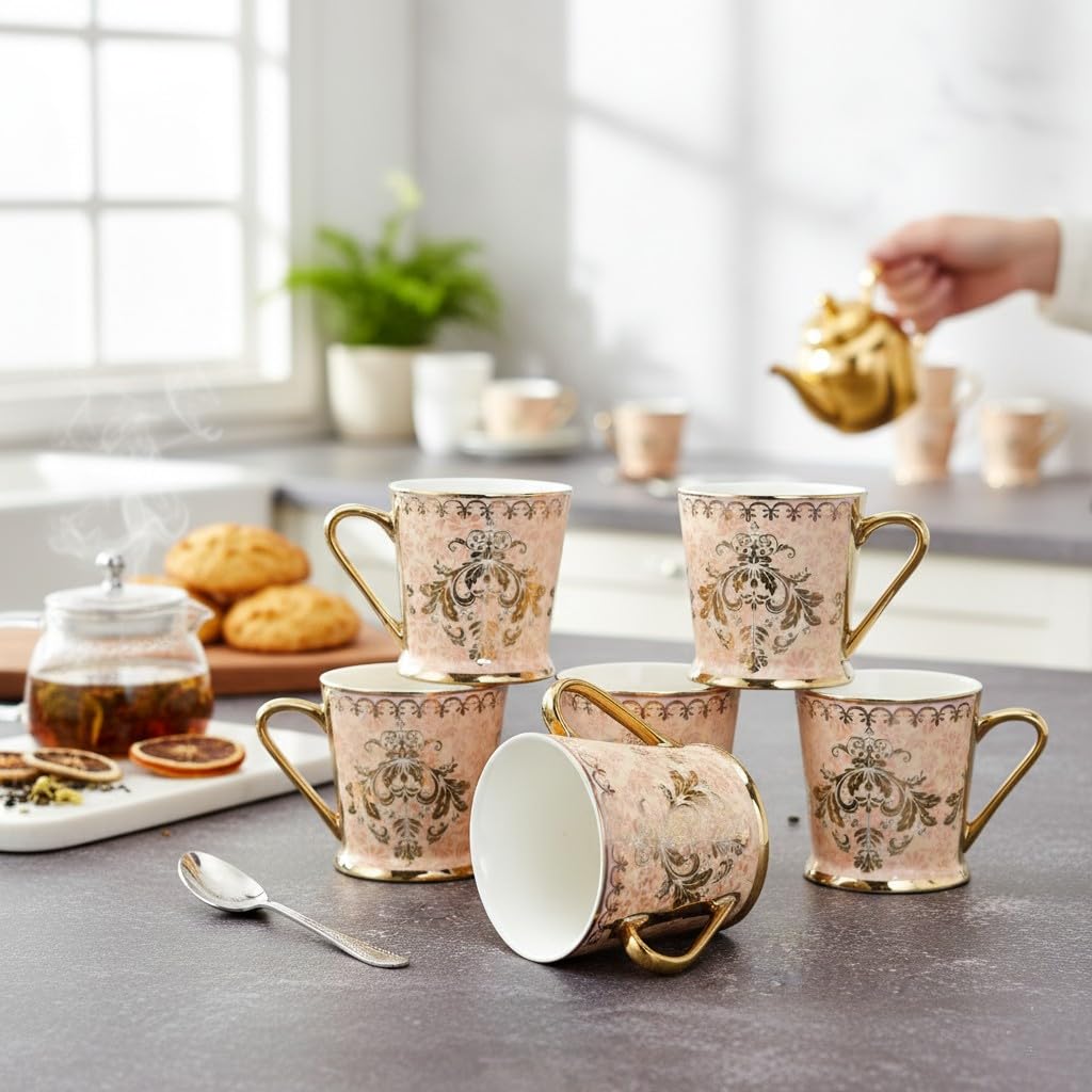 Femora Royal Gold Tea Cups - Set of 6 -11 Femora Royal Gold Tea Cups - Set of 6 -11