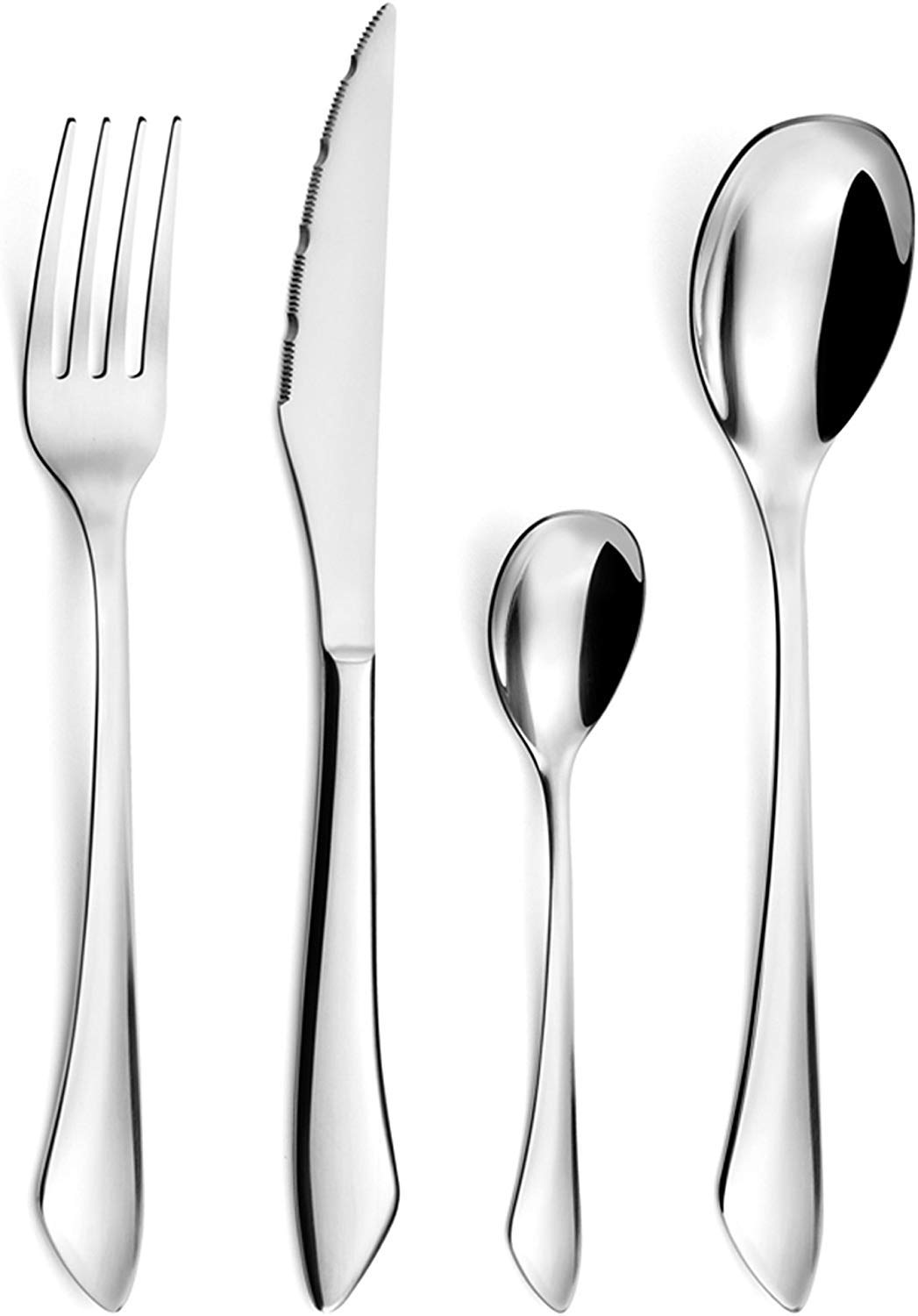 Amazon Basics Service de table 18 pièces - Lignes modernes, pour 6 personnes & Amefa Instinct Ménagère 24 pièces - Coffret 6 personnes, Acier inoxydable, Finition brillante, 13,7 x 7 x 26,5 cm