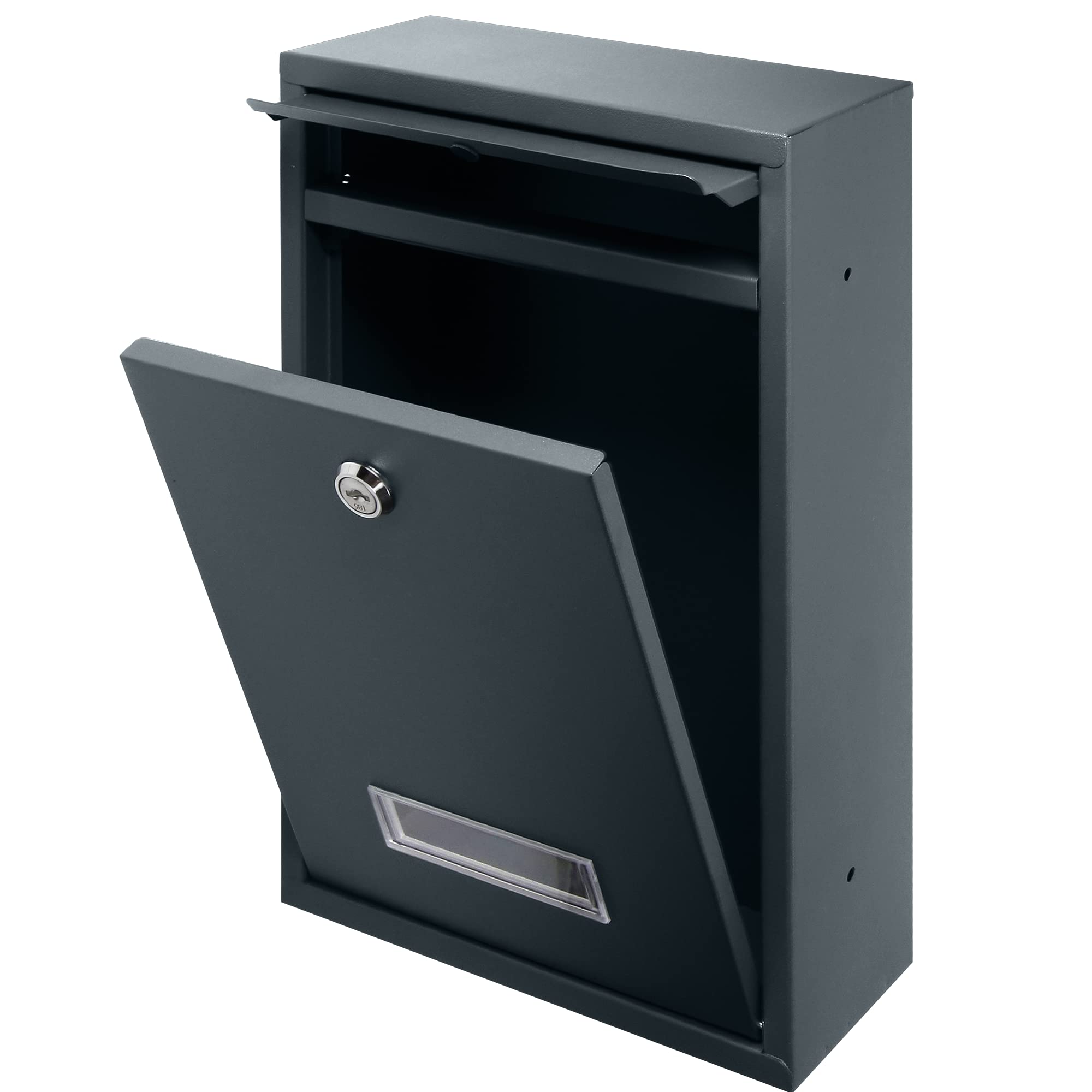 Boite aux Lettres avec Plaque Nom et Clé en Acier Galvanisé Format A5 (Anthracite)