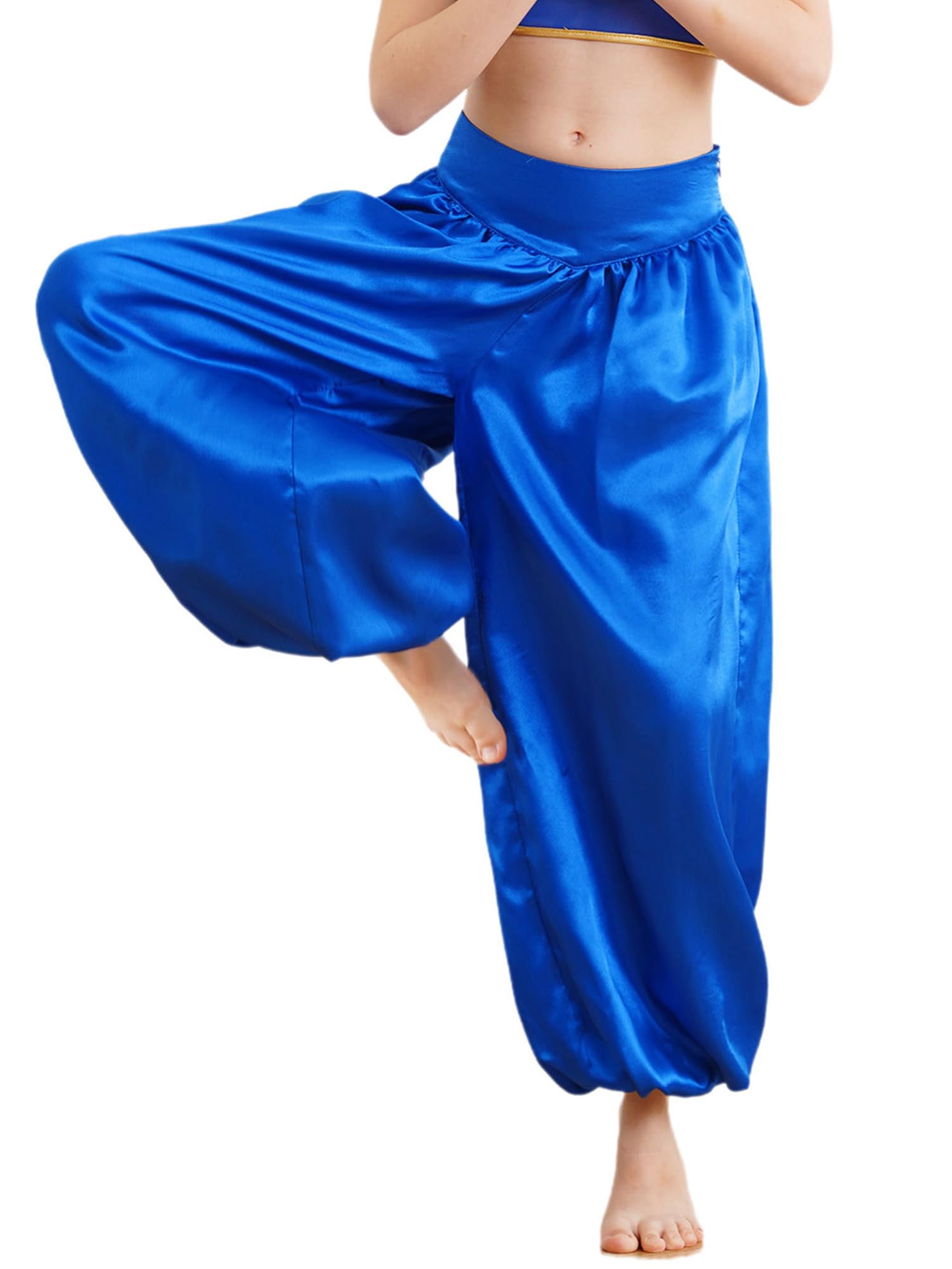 IEFIEL Pantalones Bombachos para Disfraz Árabe Aladino Niños Pantalones Danza del Vientre Holgado Pantalones Árabes Tribales Disfraz de Danza 5-16 Años