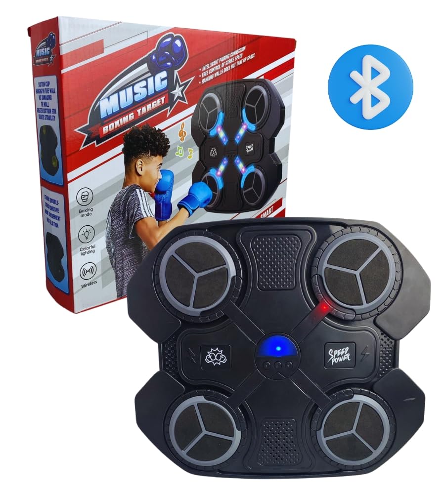 Macchina da Boxe Ritmo Musicale Bambini - Music Boxing Machine Bluetooth LED - Velocita' Regolabile con Guantoni Allenamento Sport Fitness Pugilato