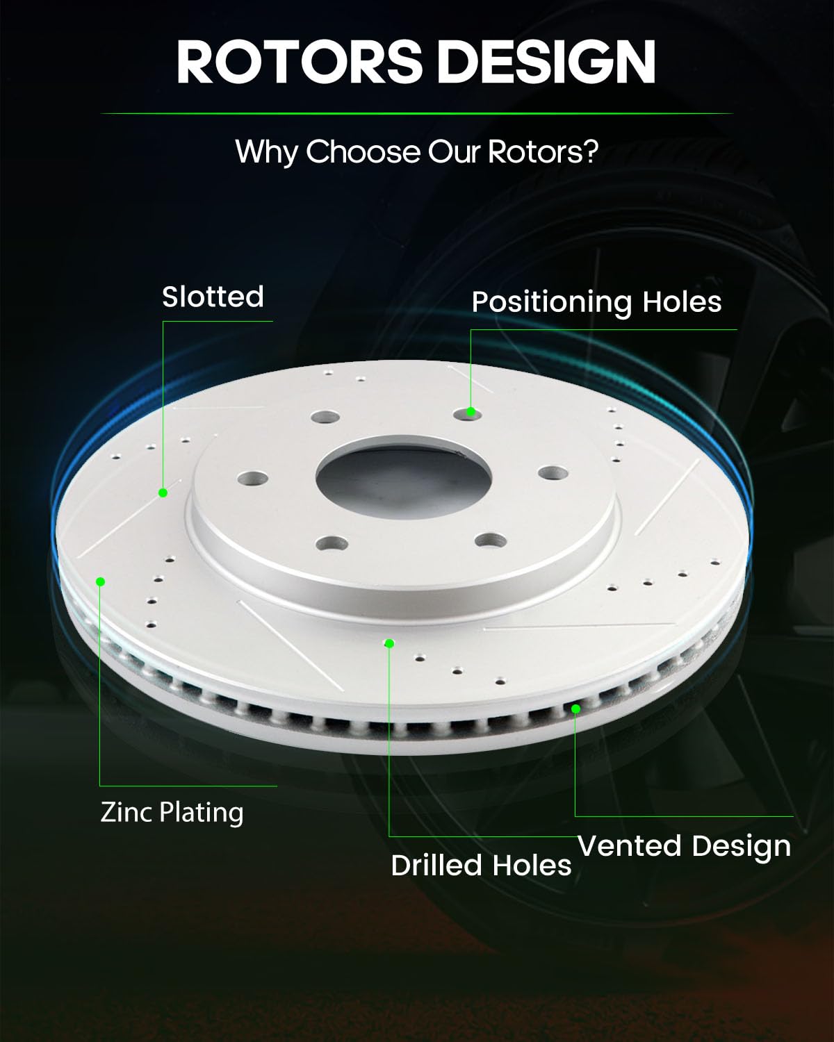 Amazon.com: SCITOO 2pcs Front Drilled Slotted Brake Rotors