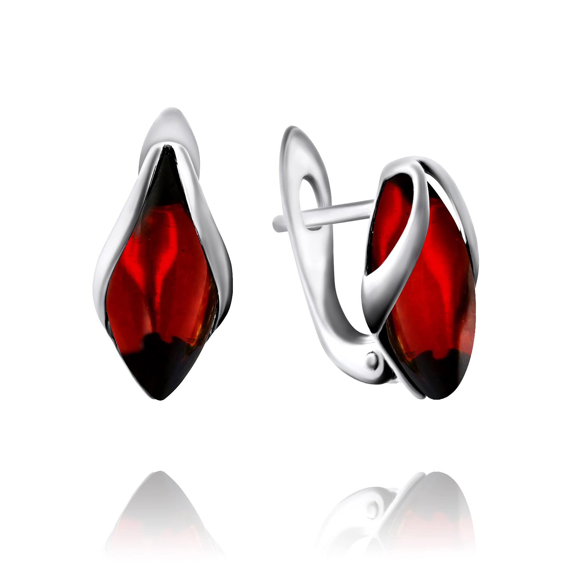 Ohrringe Bernstein Tropfe in Sterling Silber 925, Farbe - Cognac, S, Ohrringe Silber 925 Bernstein, Sommer 2021 Kollektion