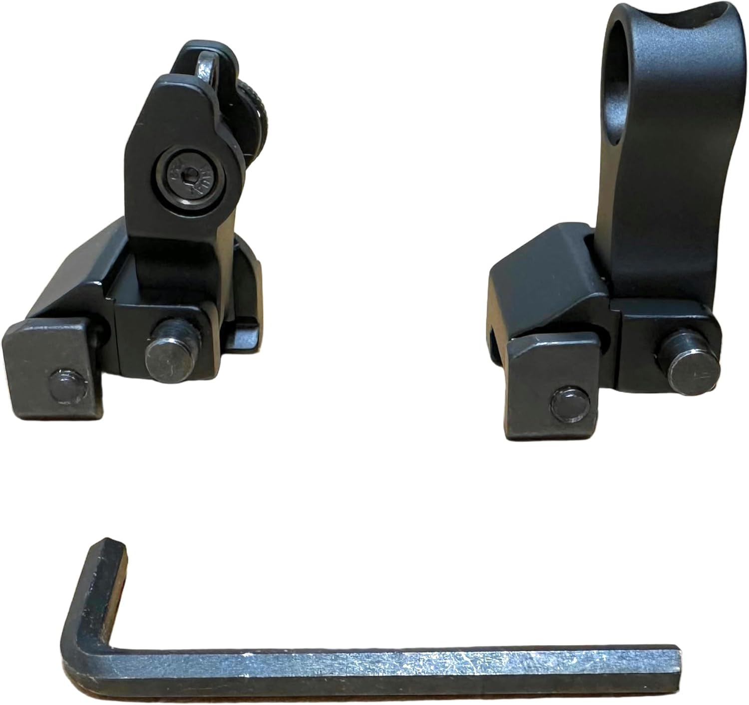 HK Style Folding Back Up Iron Sight Set – Aircraft Aluminum, Stainless Steel Hardware, Hardcoat Anodized Finish – Flip-Up BUIS Front & Rear Sights Black Edition