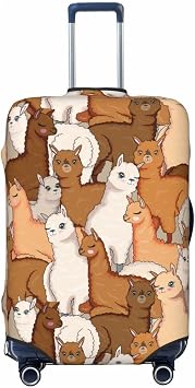 Cute Cats Silhouettes Luggage Suitcase Covers Elastic Washable Black Luggage Protector Travel Suitcase Protective Cover For Kid And Adult,, Alpacas #01, L Fit 25-29 Inch Luggage