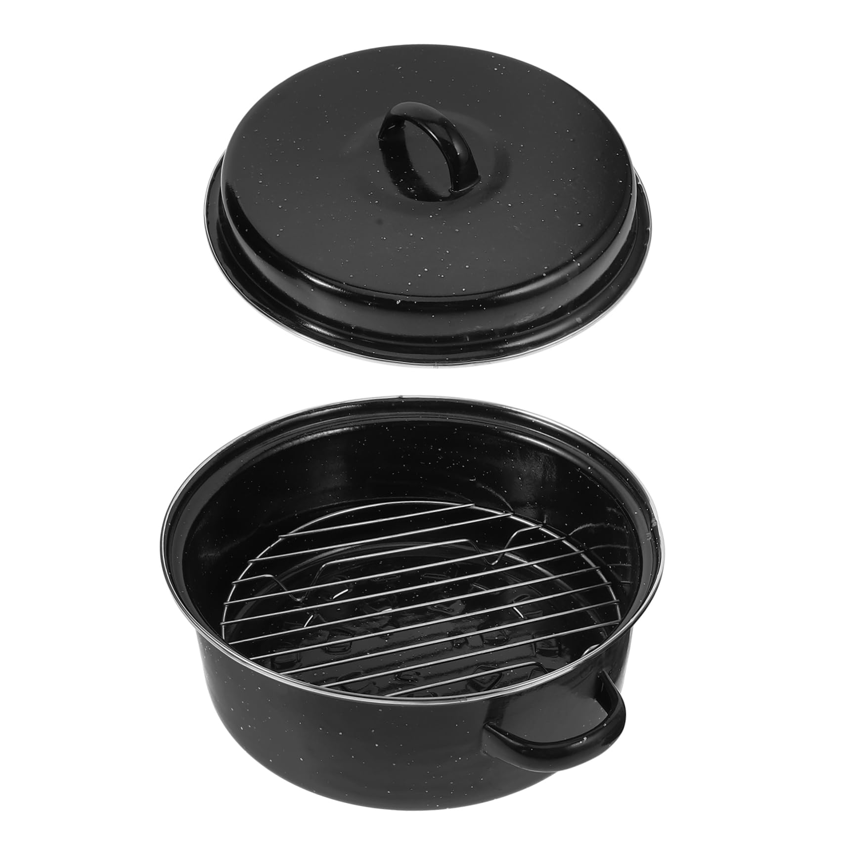 BEBEMOKO Enameled Roasting Pan with Lid Durable Roasting Pot for Sweet Potatoes Chicken More Safe Double Handles Versatile Cooking Supply for Home Camping Restaurants