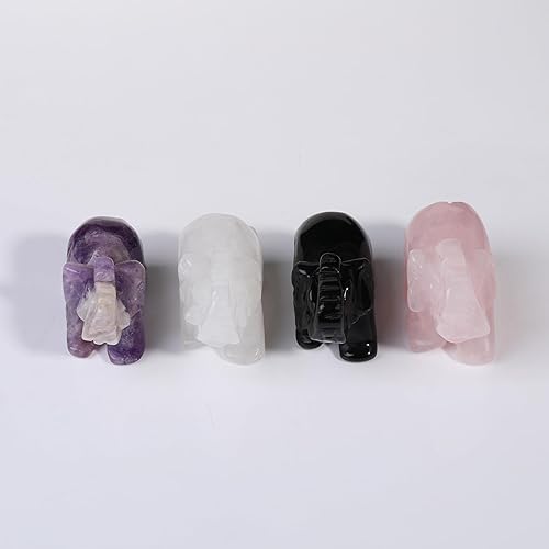 Miniatura 6 de Estatua de elefante de cristal de cuarzo transparente natural de 1.5 pulgadas, estatua de cristal curativo de la suerte, guardián, gema de bolsillo,