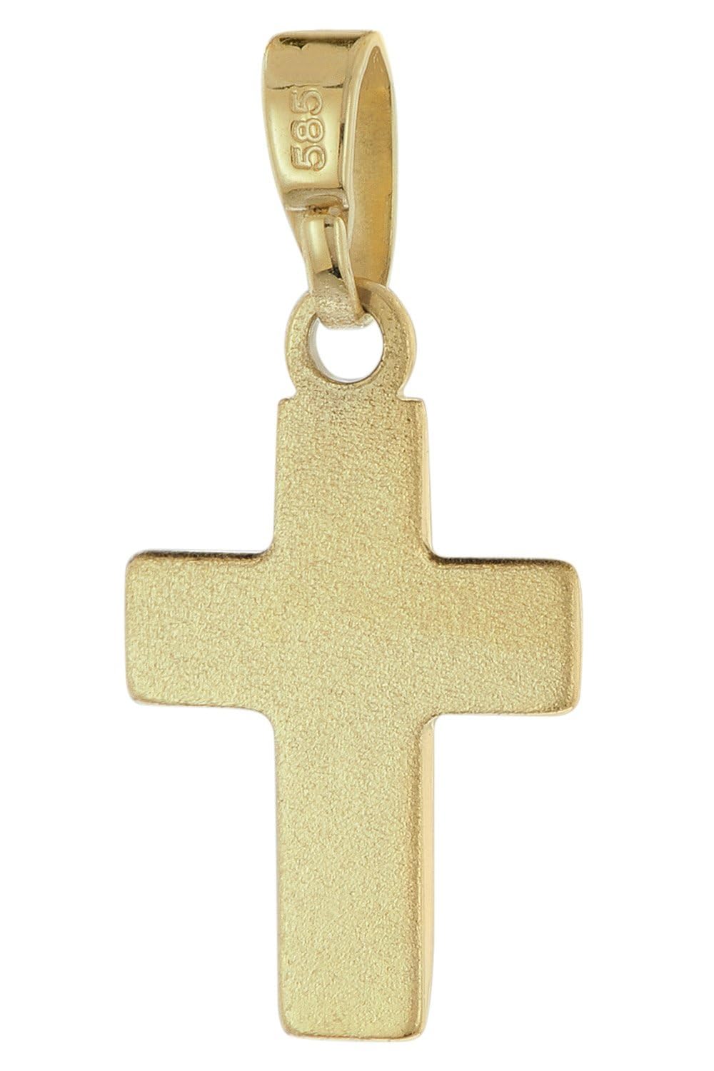 trendor Kreuz-Anhänger für Kinder Gold 585/14K mit goldplattierter Kette
