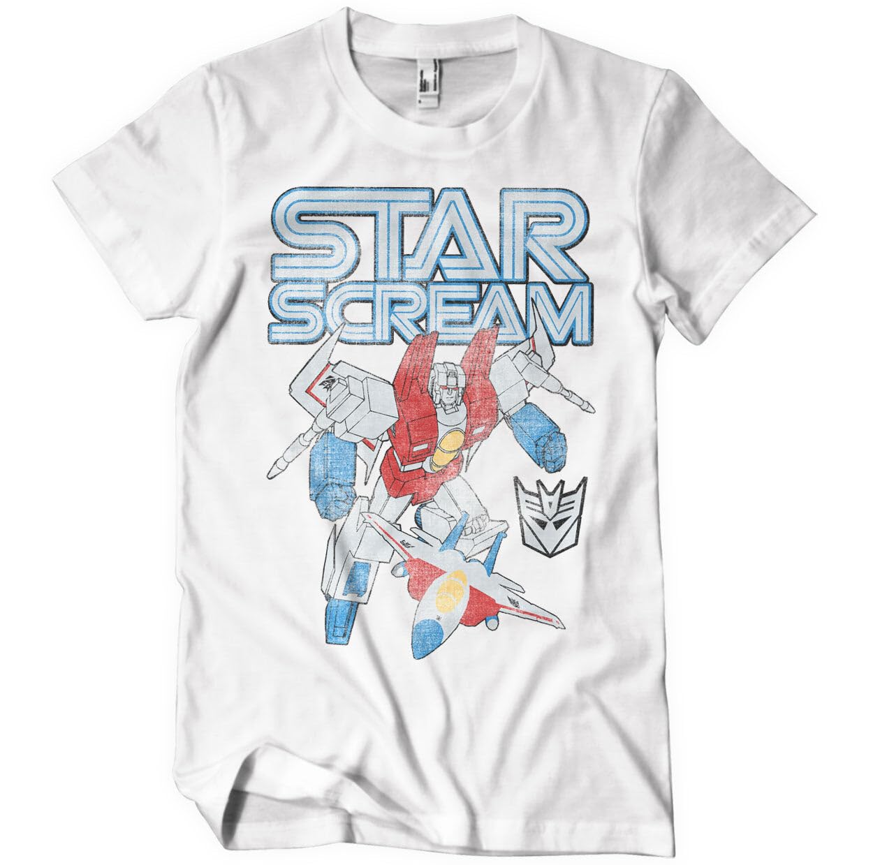 Transformers Officially Licensed Starscream Washed Mens T-Shirt (White), Large