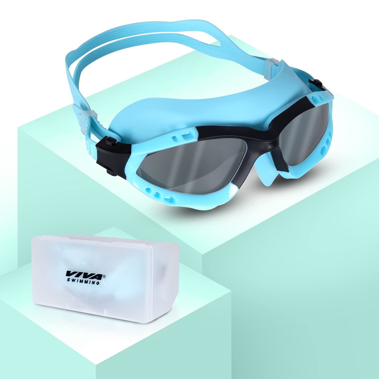 Viva Swimming Discovery Mask Goggle Comfortable Cushioned with Head Strap Adjustment Adult Swimming Goggles | Anti Fog UV Protection No Leakage Clear Vision for Adults Men Women Teenagers (Blue) (B0BXGPGPR4) Amazon Price History, Amazon Price Tracker