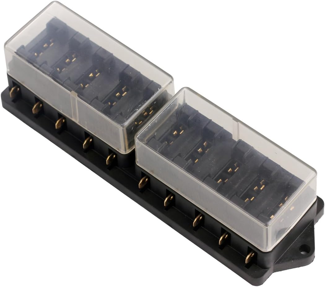 DC12V 10 Way Car Boat Auto Circuit Fuse Box Holder IP 68 For Middel Size Blade