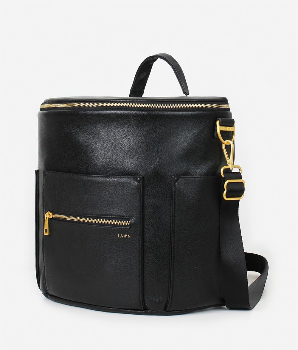 FAWN DESIGN The Original Diaper Bag, Faux Leather Diaper Bag Backpack, Vegan Leather, Large Capacity Baby Bag for Mom