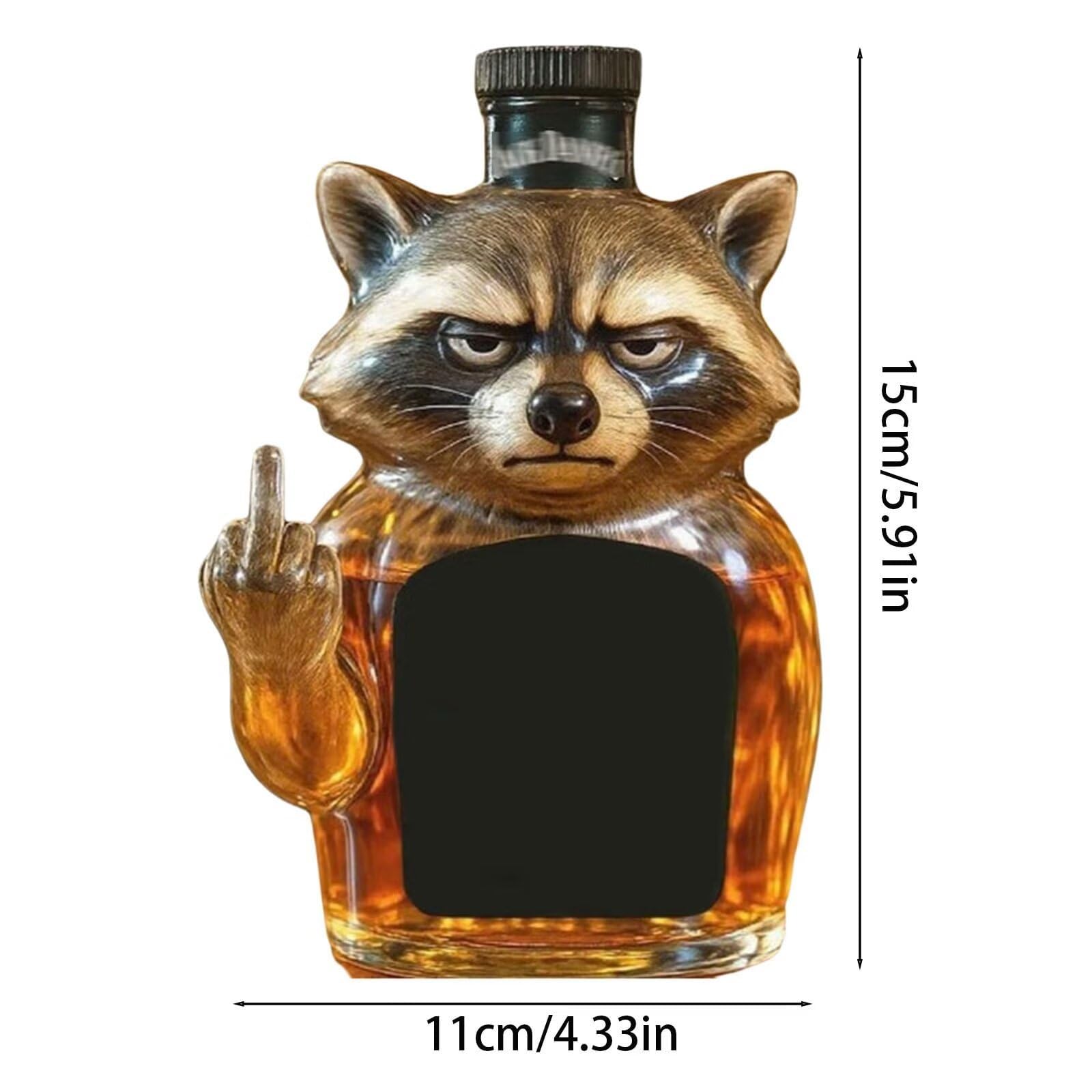 300ML Decantador Whisky - Arte Estatua, Decantador De Whisky Con Forma De Mapache En 3D, Botella De Whisky Con Temática Animal, Regalo Novedoso Para Decoración De Bar En Casa(B)