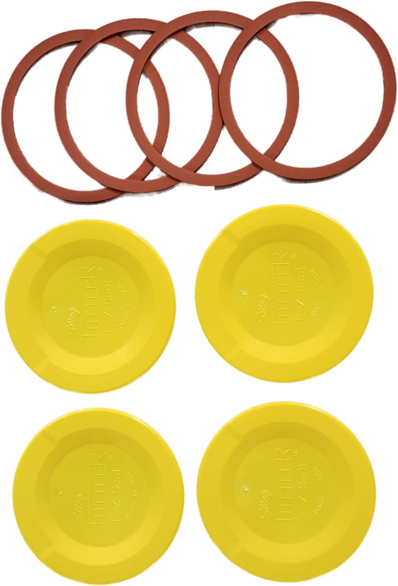 Authentic Tattler E-Z Seal Reusable Canning Lids 100 Bulk REGULAR Mouth Lids & 100 REGULAR Mouth Rubber Rings COLOR: YELLOW - MADE IN THE USA!