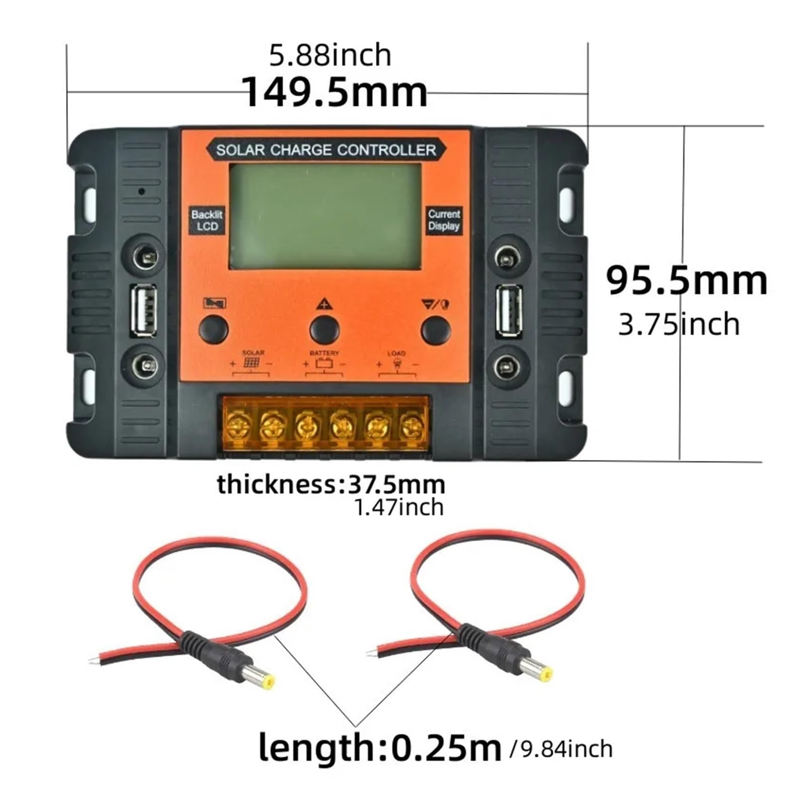 Regolatore Solare 12V24V30A con Quattro Fori CC, Schermo di Visualizzazione Retroilluminato, Regolatore di Carica for Generazione di Energia Fotovoltaica