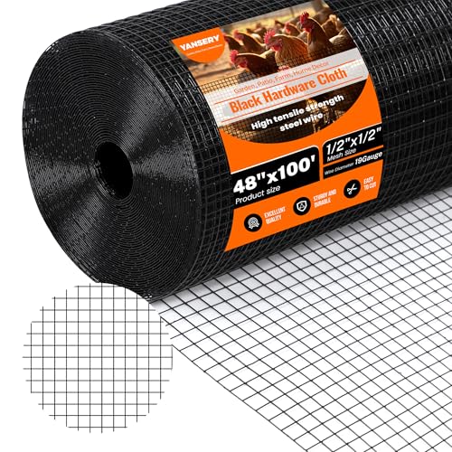 19 Gauge Hardware Cloth 48in x 100ft 1/2 Inch Predator Proof Chicken Wire Fence Stronger Than Chicken Wire Welded Wire Mesh for Garden Chicken Coop Rabbit Snake Protection Poultry Netting