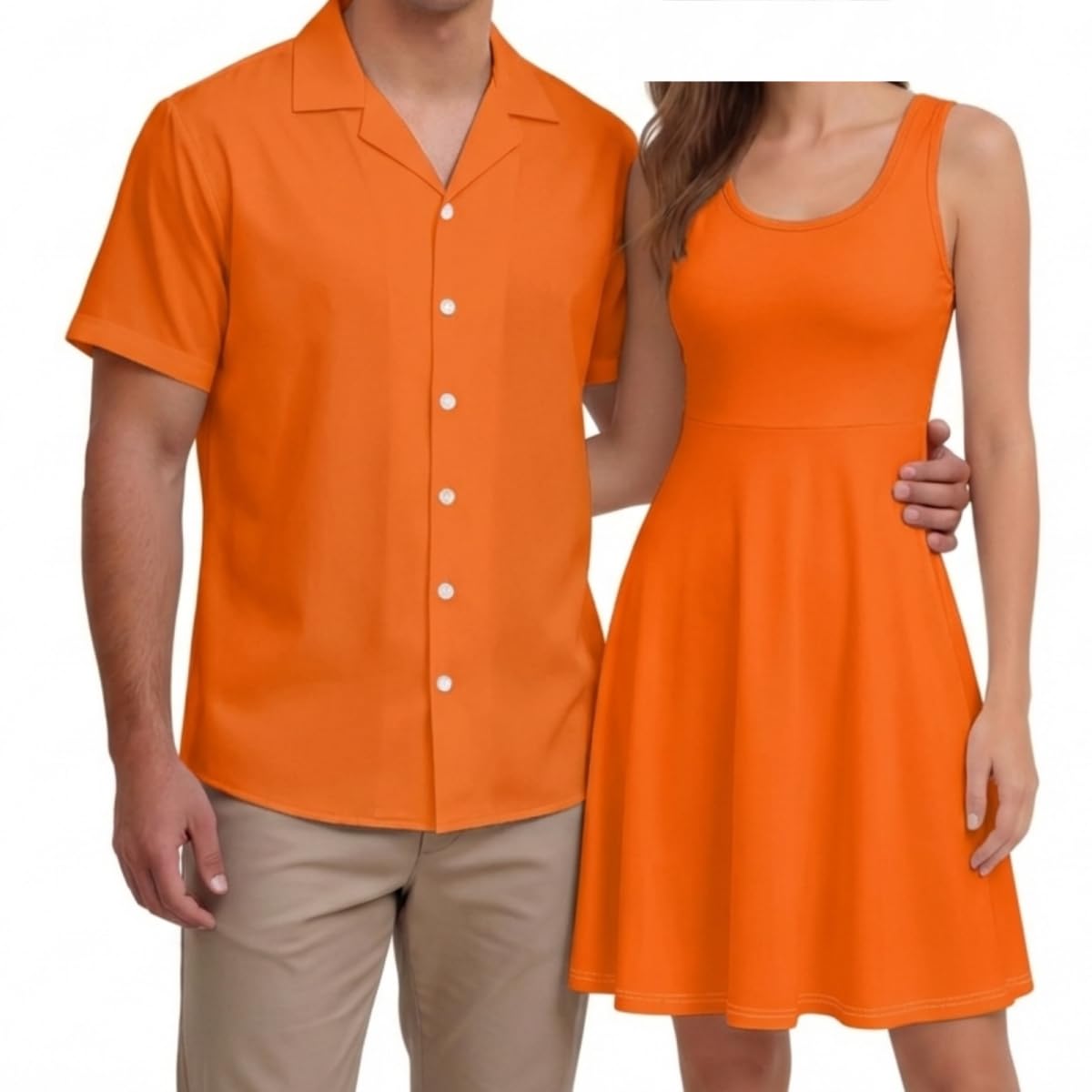 Hawaii Matching Couple Outfits Husband and Wife Clothing Fashionable Mens Casual Shirts Hawaii Dress with Soft Fabric