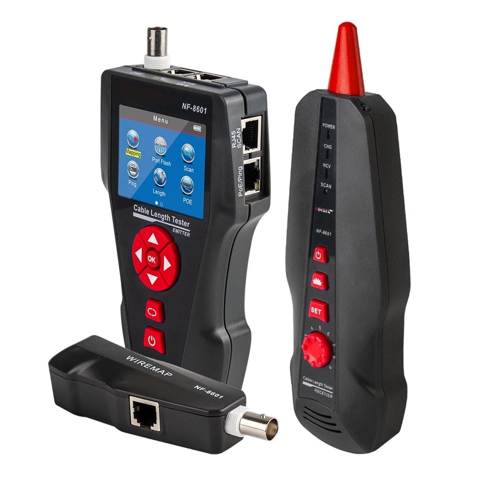 Netzwerkkabeltester, Netzwerkkabeltester NF-8601 Leitungssucher BNC RJ45 RJ11 Cat5 Cat6 Cat7 Lan Ping Poe Längentest Netzwerkkabel-Tracker