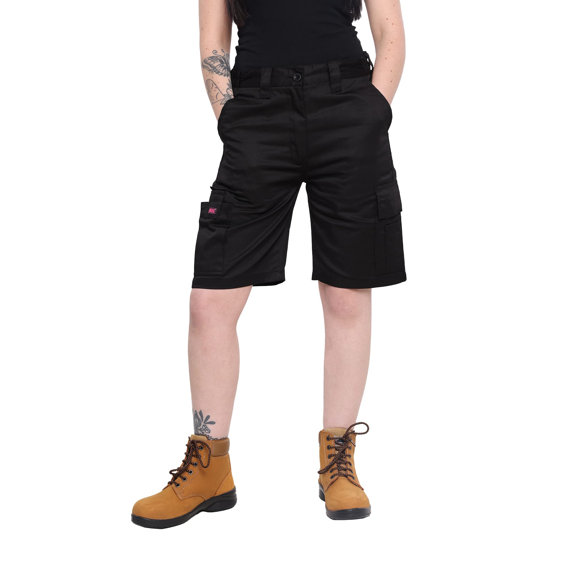 Womens MIG Cargo Combat Work Shorts, Ladies Size 14, Black