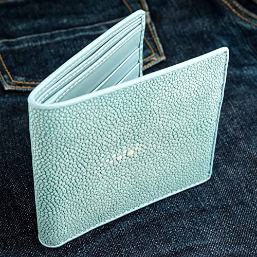 Blue Turquoise Polished Stingray Skin Leather Wallet4