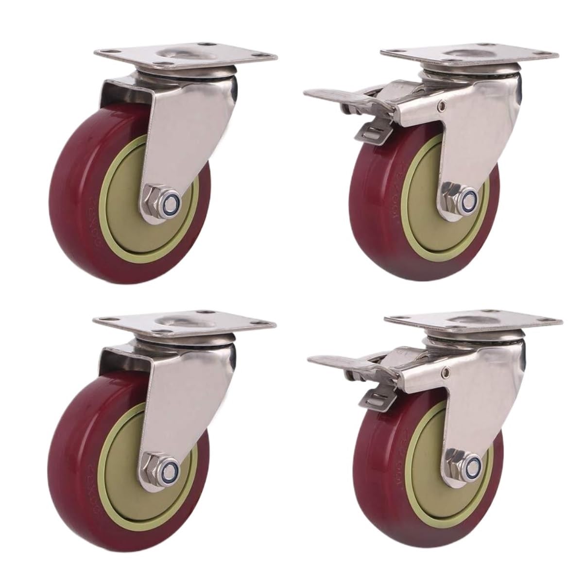 Roulettes pivotantes avec plaque supérieure en acier robuste 10 cm