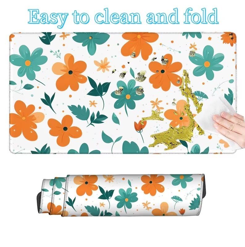 Tapis de Souris Usine Tapis de Souris Gamer XXL 1000x500x3mm Gaming Accessoire, Tapis de Souris Fleur Tapis Souris Résistant à l'eau avec Base en Caoutchouc antidérapant, Deco Bureau Travail W5-775