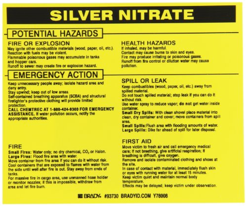 Étiquette vinyle Silver Nitrate Brady à haute résistance pour milieux exigeants
