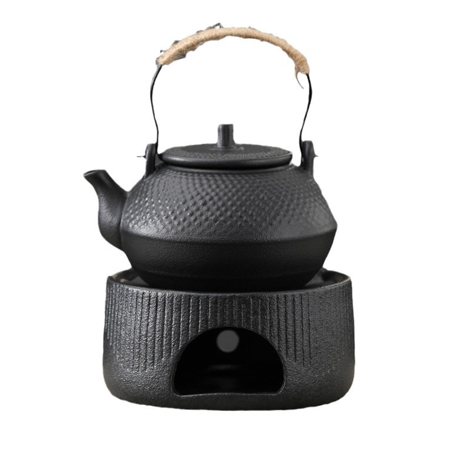 Juego de tetera pequeña de hierro fundido con calentador de hierro fundido, juego de tetera japonesa Tetsubin con tazas, tetera de hierro fundido con infusor de acero inoxidable e interior esmaltado