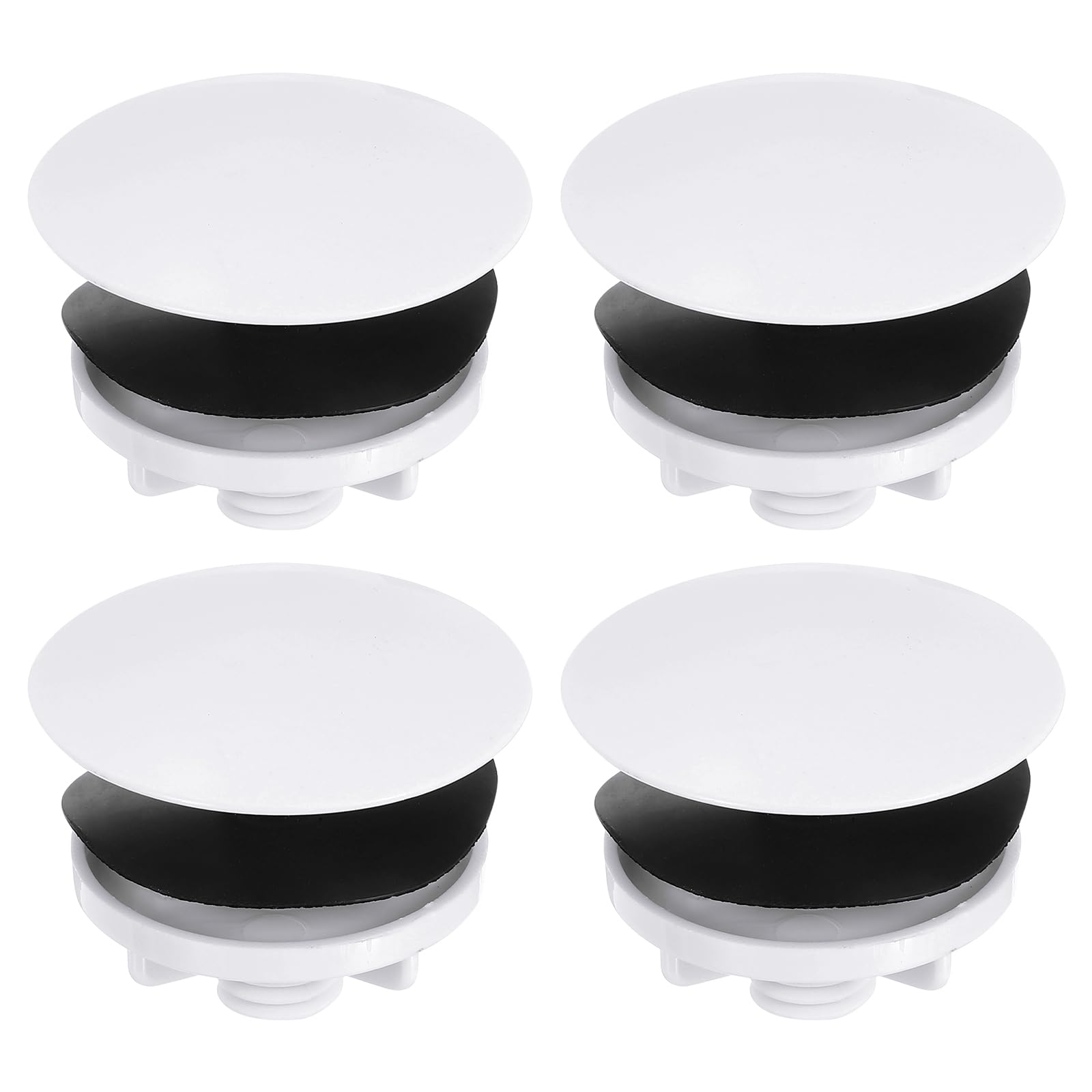 Cache-trous d'évier de cuisine et salle de bain blanc plastique 5,1 cm caches supérieurs x4