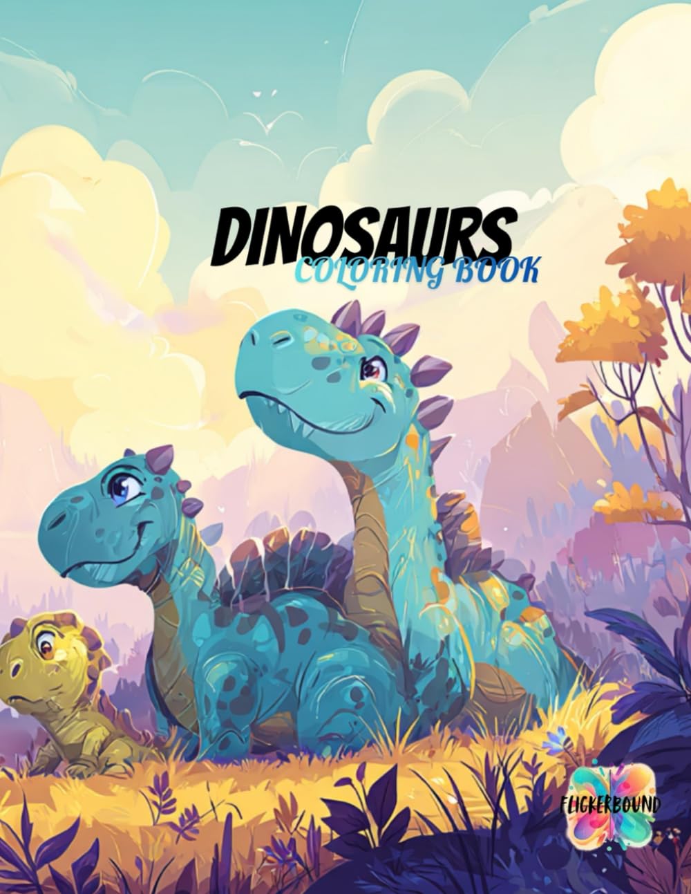 Friendly Dinosaurs Coloring Book for Kids: 50 Fun and Easy Coloring Pages with Happy Dinosaurs and Everyday Adventures