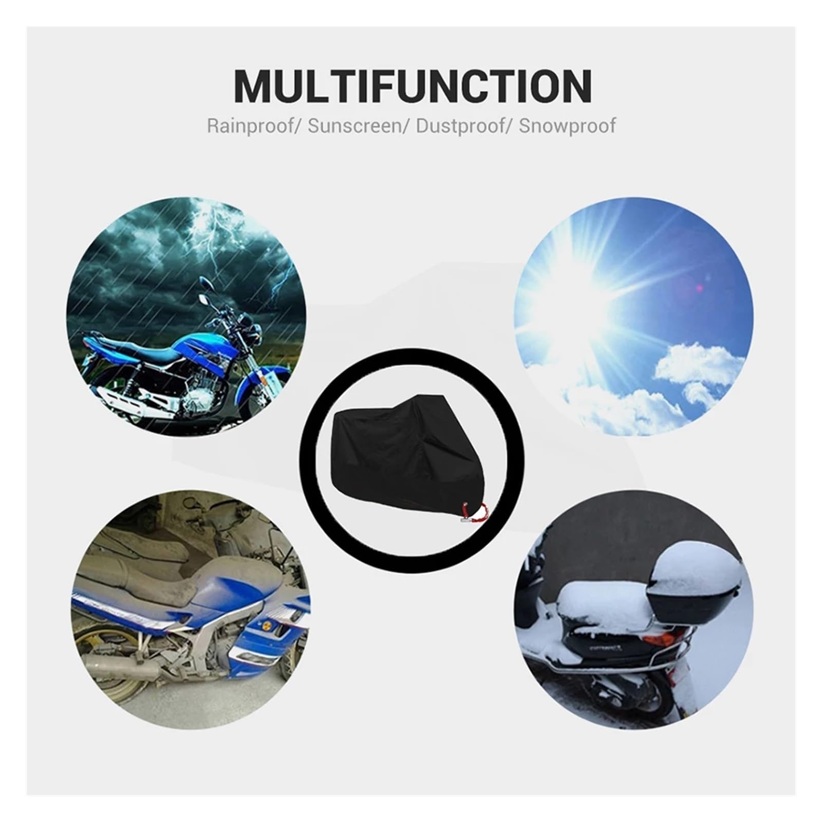 Cubre Moto Impermeable Cubierta de Motocicleta Impermeable for Todas Las Estaciones a Prueba de Polvo protección UV for Exteriores Scooter de Interior 190T Cubierta de Tela Resistente al Desgaste for