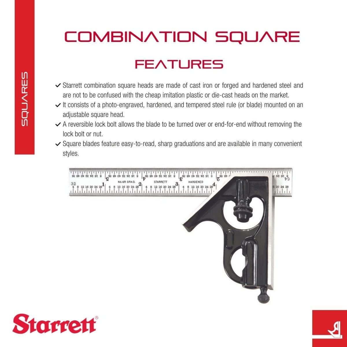 Starrett C33H-6-4R Équerre combinée 6