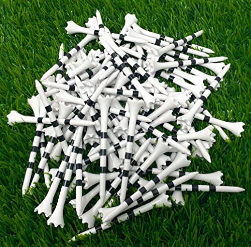 Northpointe 3 ¼” Plastic Golf Tees – White With Black Stripes - 100 Golf Tees Plastic In Bulk (100, 3 1/4) #TOP1