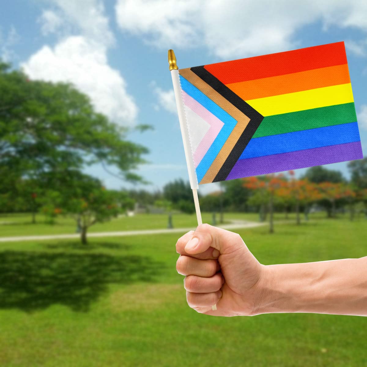G128 24 Pack Handheld LGBT Rainbow Pride Stick Flags | 12x18 In G128 24 Pack Handheld LGBT Rainbow Pride Stick Flags | 12x18 In
