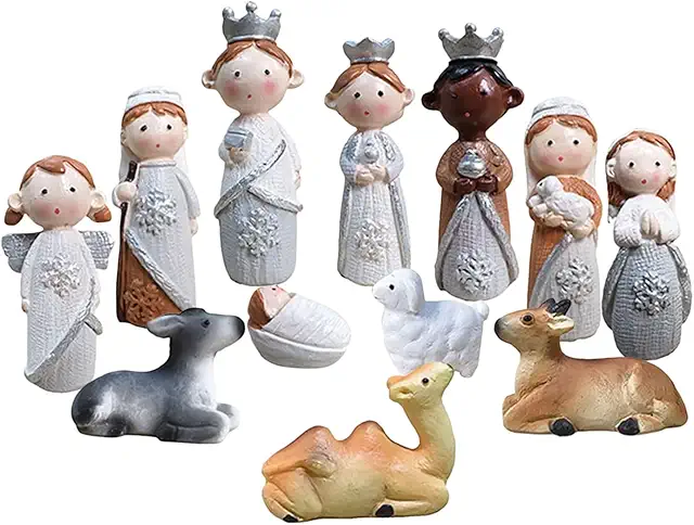 Kerststal Beeldjes Set - Heilige Familie Kribbe Standbeeld voor Kerstdecoratie