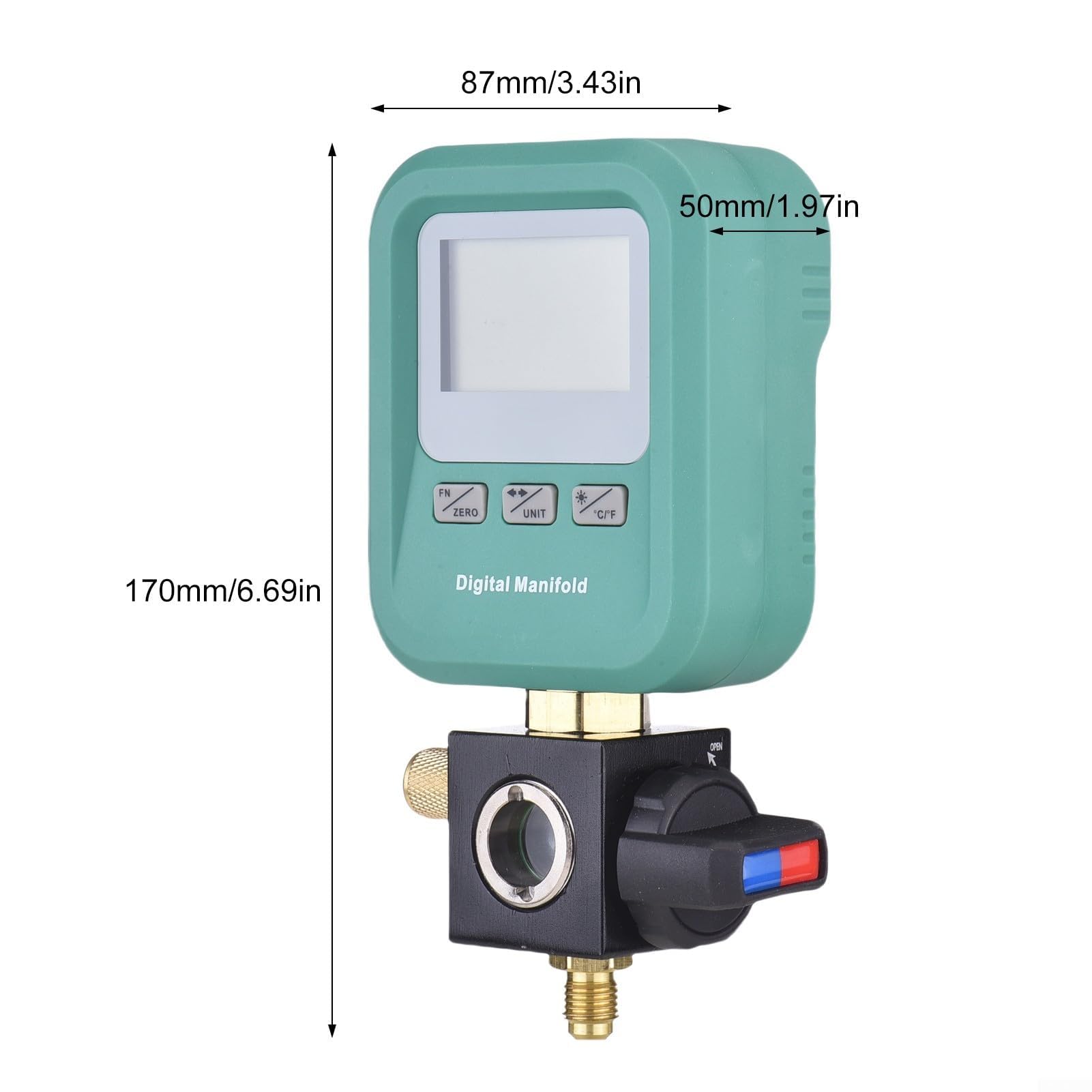 Manometro digitale DY519 con retroilluminazione – Manometro per auto e climatizzazione, tester aria compressa fino a 60 bar, scala multipla