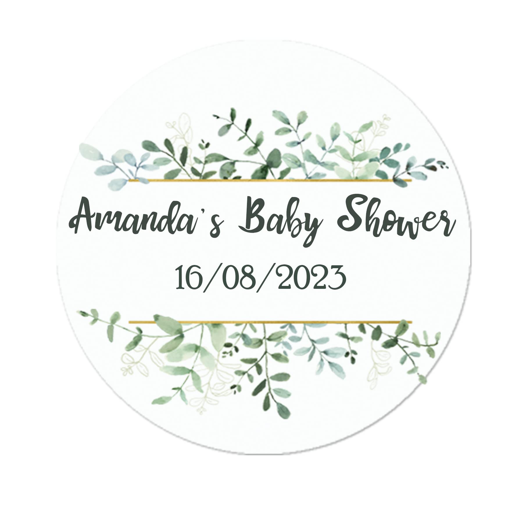 35 Personalised Floral Baby Shower Stickers - Thank You Sweet Cone Bags Favour Luxury (Green)