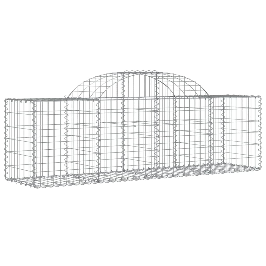 Homgoday Gartenabsperrung mit Hochbogen | Dekorative Gabionenkörbe aus verzinktem Eisen | Silbern | 200x50x60/80 cm | Terrasse & Vorgarten Model3146280