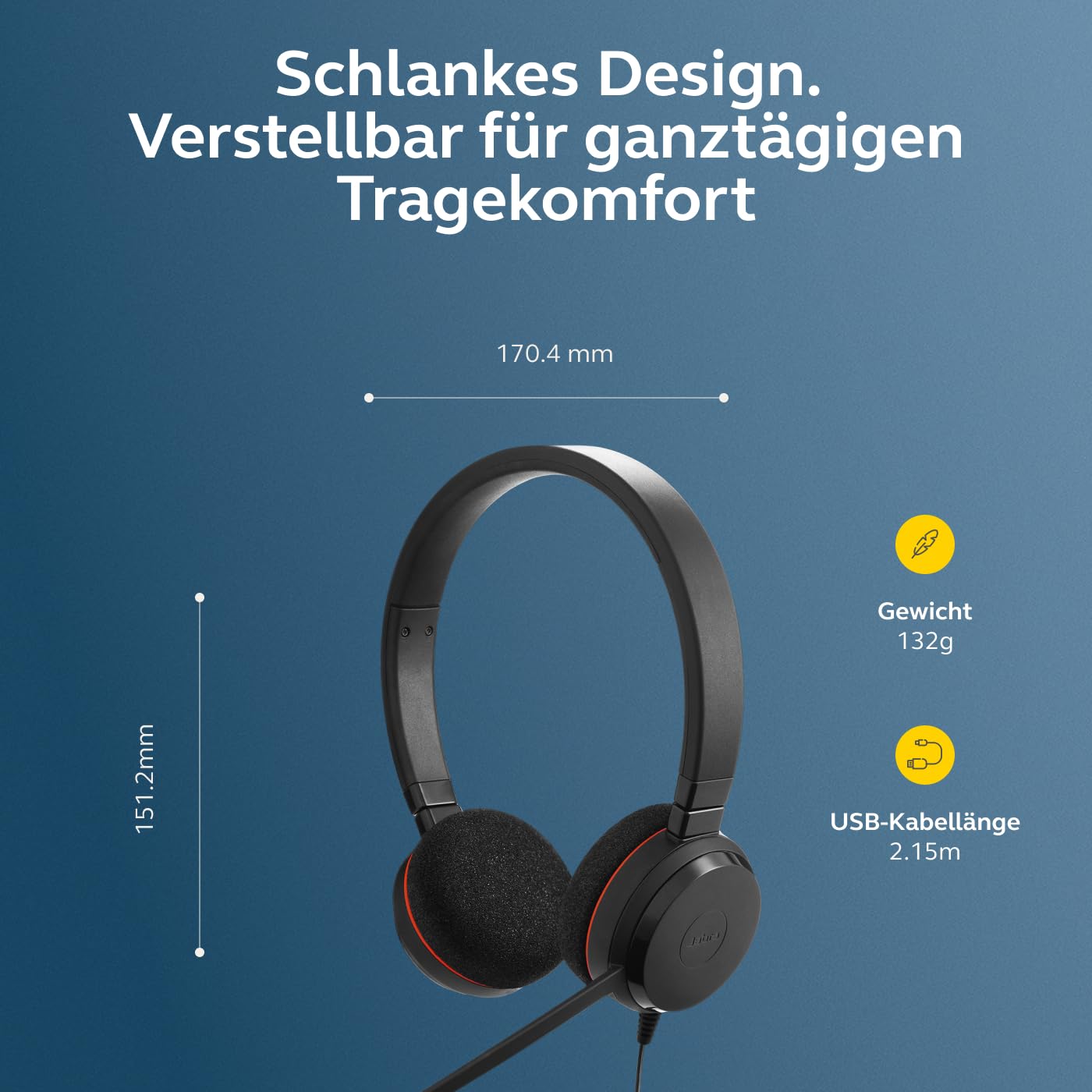 Jabra Evolve 20 Stereo Headset - Unified Communication Zertifizierte Kopfhörer für VoIP Softphone mit passiver Geräuschunterdrückung - USB-C/A - Schwarz