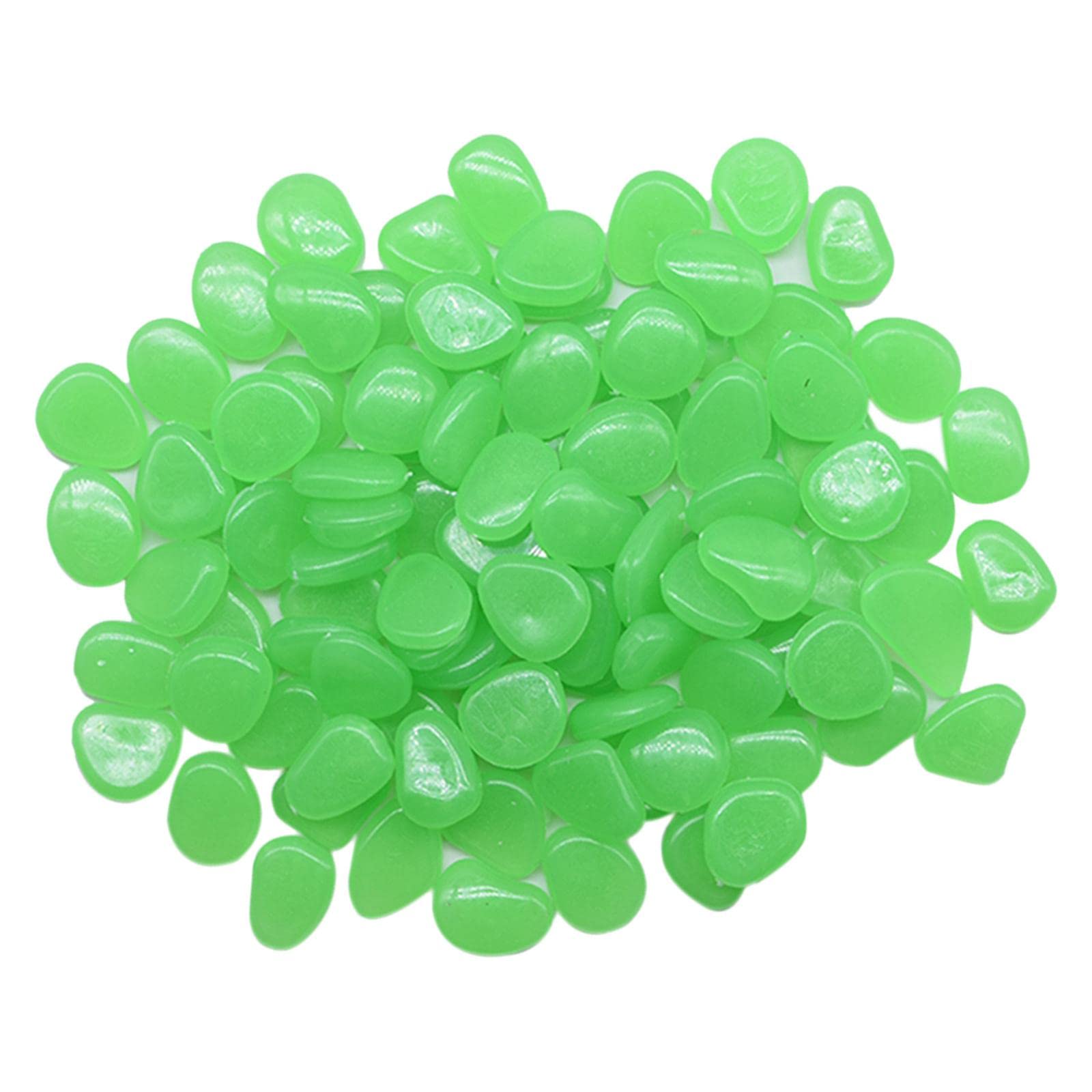 MERISHOPP™ Luminous Pebbles Glow Stones Rocks for Walkways Decor Green 50Pcs-image-17