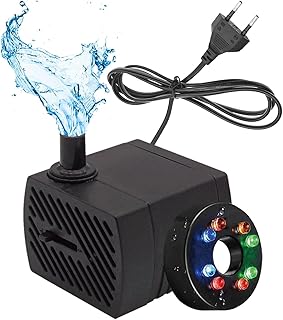 Mini Water Pump with 8 LEDs and Suction Cups Fountain Pump 280 L/h 4 W 220 V-240 V 50/60 Hz Adjustable Water Quantity 8/13 mm