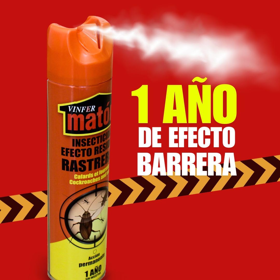 VINFERMATON – Insecticida Cucarachas y Hormigas Residual 400 ml | Spray Efecto Duradero para Interior y Exterior | Profesional Doméstico | 100 % MADE IN SPAIN